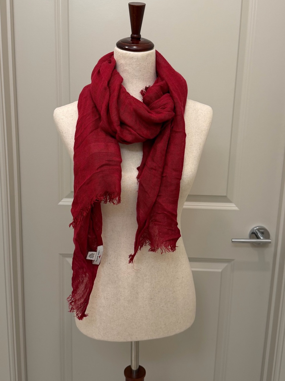 Love Quotes - Red Linen Viscose Fringe Scarf